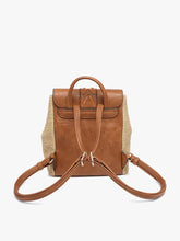 Load image into Gallery viewer, Eleanora Straw Backpack w/ Vegan Leather Detail
