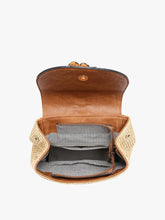 Load image into Gallery viewer, Eleanora Straw Backpack w/ Vegan Leather Detail
