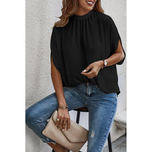 Load image into Gallery viewer, Mock Neck Cape Sleeve Short Sleeve Loose Top
