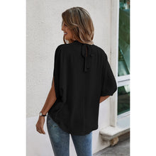 Load image into Gallery viewer, Mock Neck Cape Sleeve Short Sleeve Loose Top
