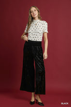 Load image into Gallery viewer, Umgee Smocked Waistband Black Velvet Pant

