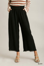 Load image into Gallery viewer, Umgee Linen Blend-Wide Leg Pant with Elastic Waist, Pockets, and Frayed Hem
