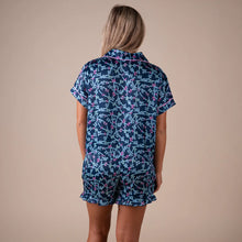 Load image into Gallery viewer, Simply Southern Short Sleeve Blue Ribbon &amp; Bows Pajama Short Set
