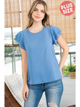 Load image into Gallery viewer, PLUS Size Layered Ruffle Sleeve Round Neck
