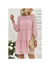 Load image into Gallery viewer, Solid Color--Dot Detail--Ruched, Ruffle Detailed Lined Midi Dress
