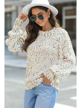 Load image into Gallery viewer, Beige Colorful Dots Cable Knit Crew Neck Sweater
