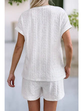 Load image into Gallery viewer, Eyelets V-Neck Blouse and Pockets Shorts Set
