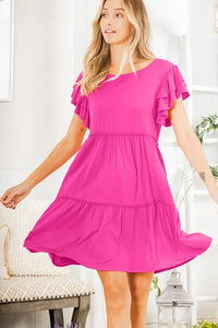 Take Flight--Butterfly Sleeve Tiered Dress