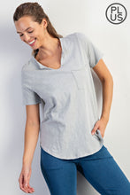 Load image into Gallery viewer, PLUS SIZE COTTON SLUB SHORT SLEEVE OVERSIZED TOP BY RAE MODE
