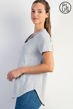 Load image into Gallery viewer, PLUS SIZE COTTON SLUB SHORT SLEEVE OVERSIZED TOP BY RAE MODE
