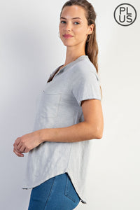 PLUS SIZE COTTON SLUB SHORT SLEEVE OVERSIZED TOP BY RAE MODE