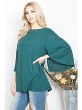 Load image into Gallery viewer, BOAT Neck Wide Sleeve Brushed Hacci Top--Hunter Green
