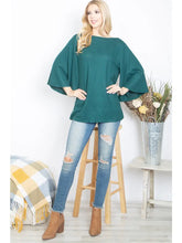 Load image into Gallery viewer, BOAT Neck Wide Sleeve Brushed Hacci Top--Hunter Green
