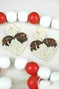 Load image into Gallery viewer, Ivory Heart Sundae Seed Bead Earrings
