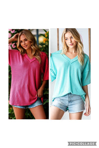 Ribbed V Neck Top