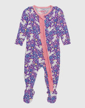 Load image into Gallery viewer, Unicorn Meadow Bamboo Footed Ruffle Pajama
