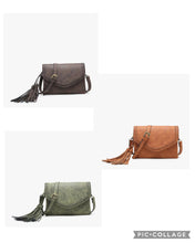 Load image into Gallery viewer, Jen &amp; Co Sloane Suede Flapover Whipstitch Crossbody
