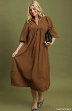 Load image into Gallery viewer, Umgee Cappachino (Brown) Vertical Stripe Midi Dress
