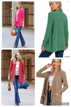 Load image into Gallery viewer, Heather Ribbed Sweater Open Front Two Pockets Cardigan
