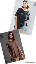 Load image into Gallery viewer, PLUS SIZE MINERAL WASHED SHORT SLEEVE TOP WITH SIDE SLIT BY RAE MODE
