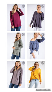 PLUS SIZE BASIC LONG SLEEVE TOP WITH POCKET BY RAE MODE