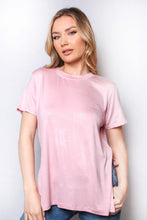 Load image into Gallery viewer, Women&#39;s Short Sleeve Round Neck Side Slit Top - Rose
