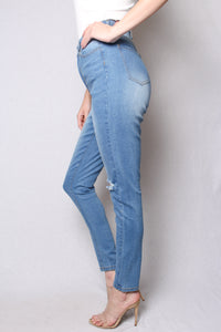 Women's High Waist Light Wash Skinny Jeans