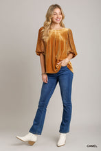 Load image into Gallery viewer, Umgee--Camel (Gold) Balloon Sleeve Velvet Top
