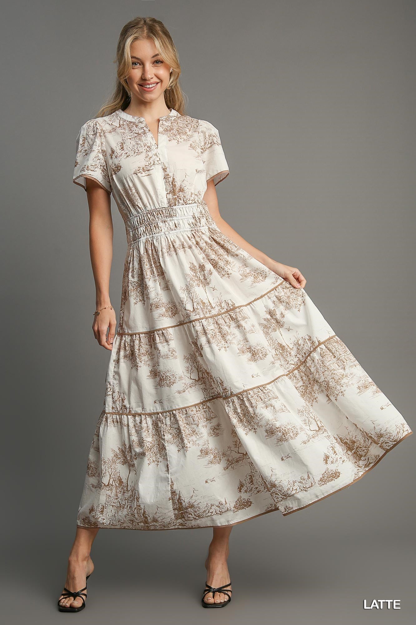 Umgee--Toile Print Tiered Maxi Dress Lilly Abigails Boutique Umgee--Toile Print Tiered Maxi Dress Lilly Abigails Boutique