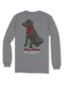 Simply Southern Men's Long Sleeve T-Shirt--Merry Lab--Heather Charcoal