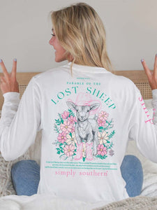 Simply Southern Long Sleeve Tee--Sheep--White