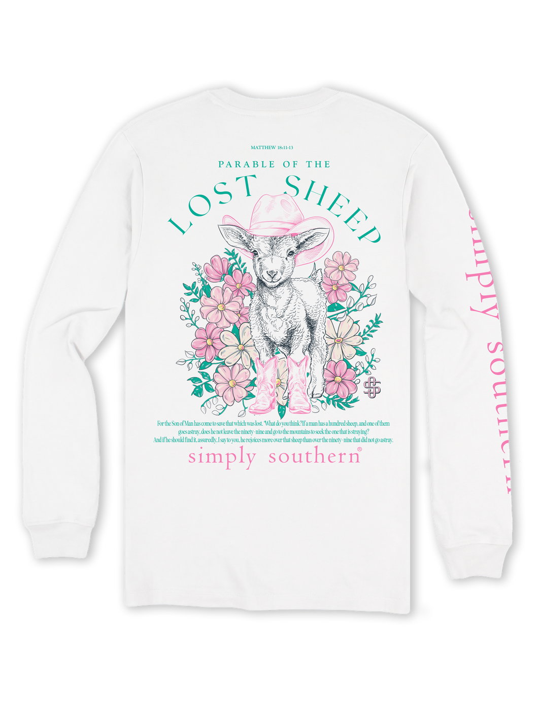 Simply Southern Long Sleeve Tee--Sheep--White