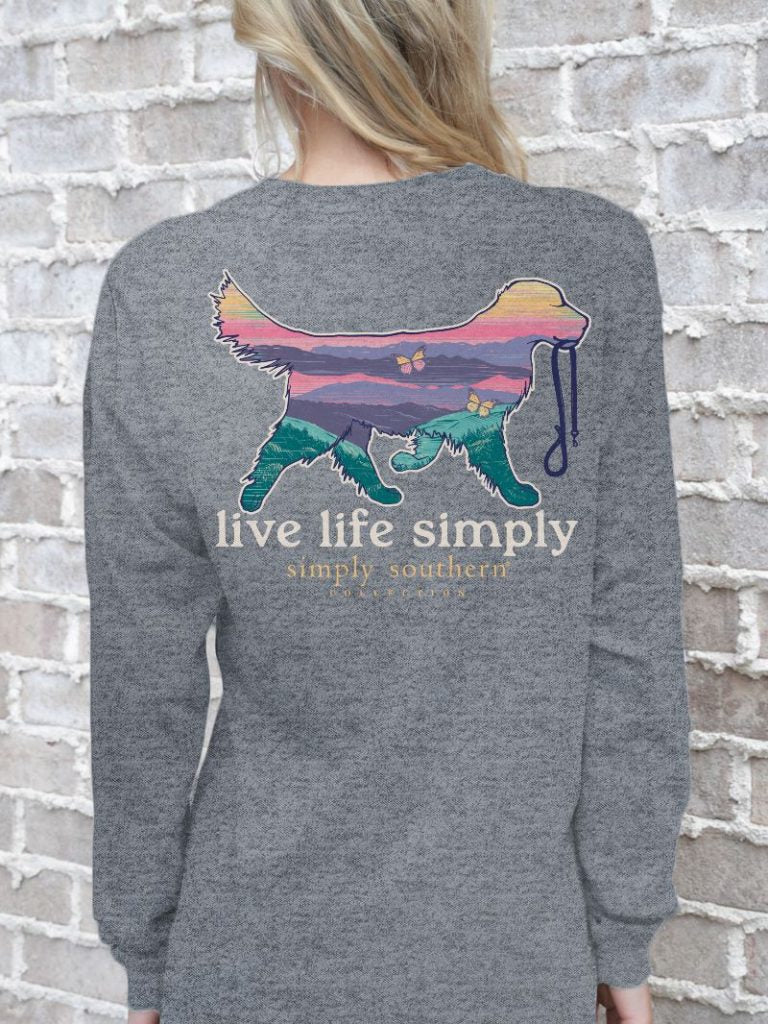 Simply Southern Long Sleeve Tee--SMPDOG--Heather Charcoal