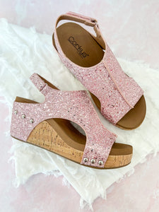 Corky's Light Pink Glitter Carley Wedges