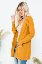 Load image into Gallery viewer, Cozy Waffle Pocket Cardigan--Mustard
