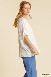 Umgee--Raw Edged Oversized Sheer Top