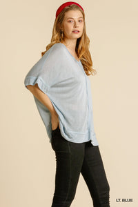 Umgee--Raw Edged Oversized Sheer Top