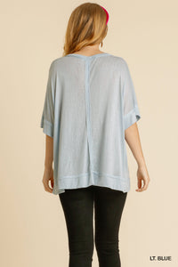 Umgee--Raw Edged Oversized Sheer Top