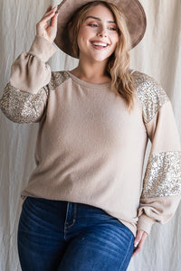 Mocha Sequin Contrast Top