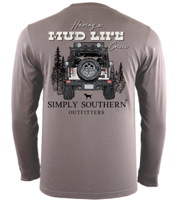 Simply Southern Men's Long Sleeve Tee--Mud Life--Tin