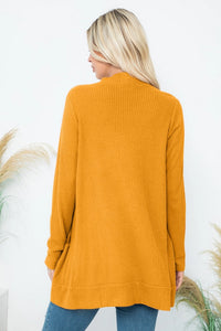 Cozy Waffle Pocket Cardigan--Mustard