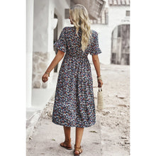 Load image into Gallery viewer, Floral Print Fit Ruffle Sleeve Midi Dress
