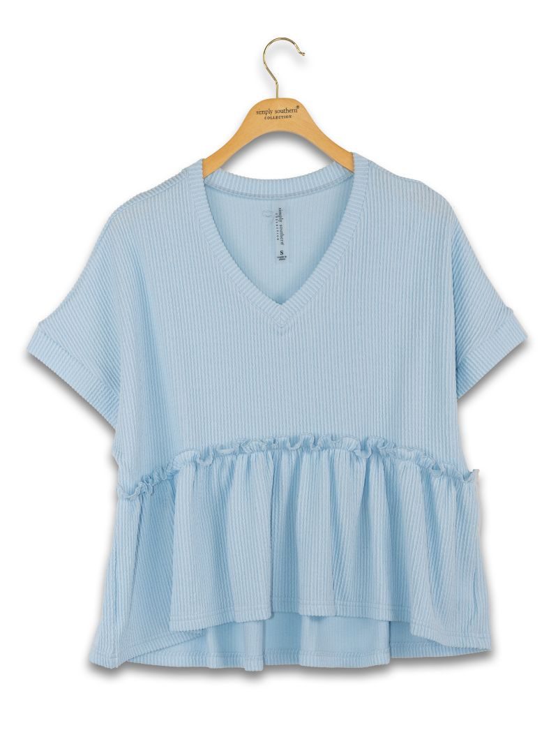 Simply Southern Corded Ruffle Top--Tidal – Lilly Abigails Boutique
