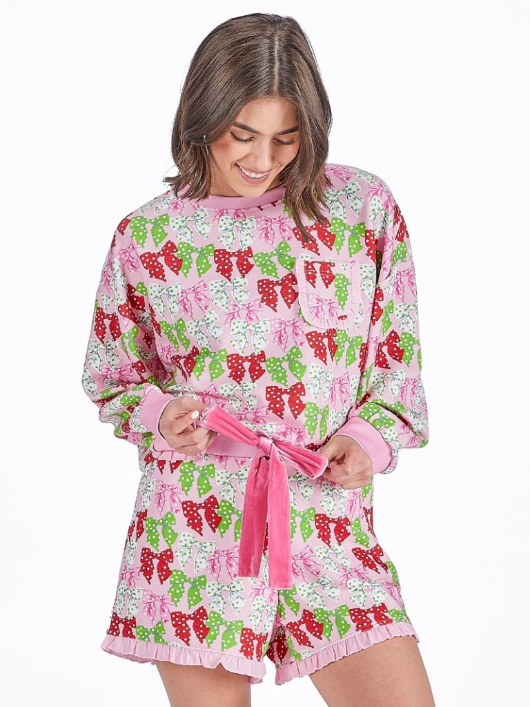 Simply Southern Ruffle Pajama/Lounge Set--Dots/Bows