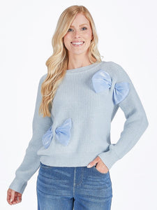 Simply Southern Elliana Sweater--Bow--Blue