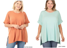 Load image into Gallery viewer, Plus Size Round Neck Side Slit High-Low Tunic
