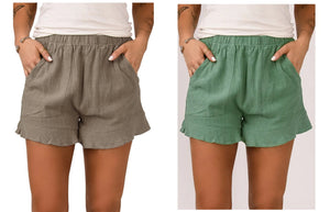 Ruffle Pocketed High Waist Shorts