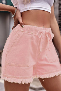 Elastic Waist Casual Denim Shorts