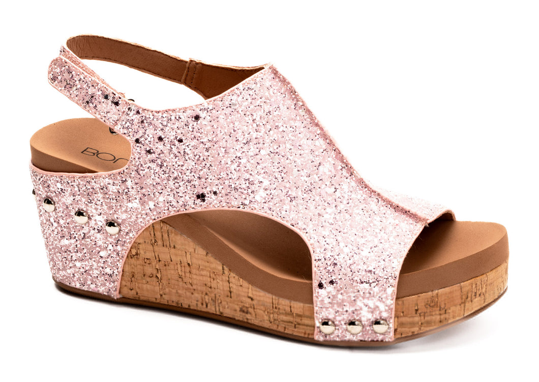 Corky's Light Pink Glitter Carley Wedges