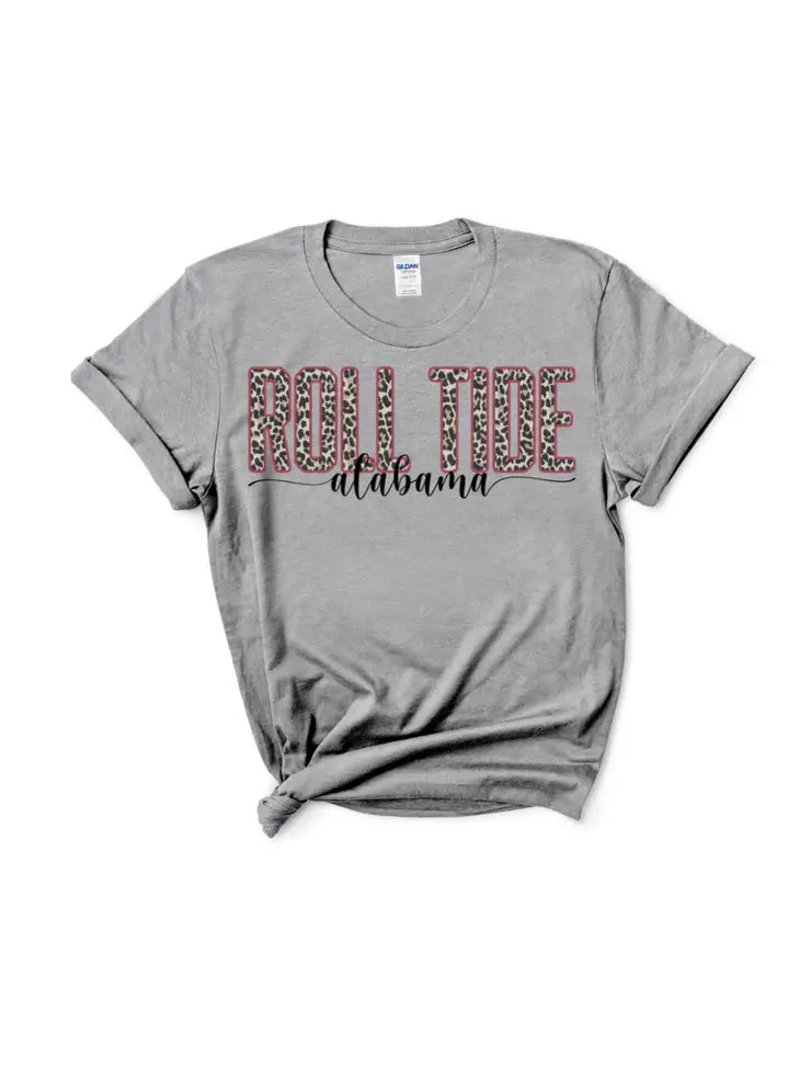 Roll Tide Animal Print Graphic Shirt --Grey